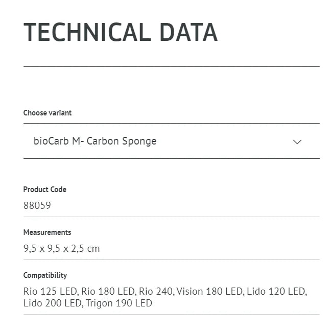 Original JUWEL BIOCARB CARBON SPONGE Aquarium Filter Media bioCarb 3.0 M/6.0 L/.0 XL 88059/88109/88159