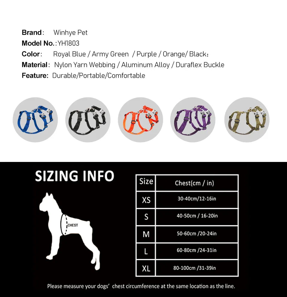 Winhyepet Dog Harness Pet Strap Adjustable Vest Triple Anti-escape Traveling Walking Pet Accessories For Small Meduim Large Dogs