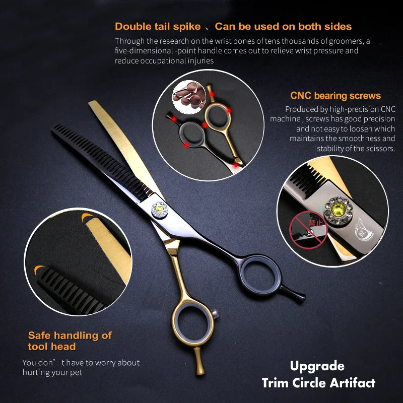 Crane Professional 7 Inch High-end Dog Grooming Scissors Curved Thinner Shears For Dogs Animal Hair Thinning Tijeras Tesoura