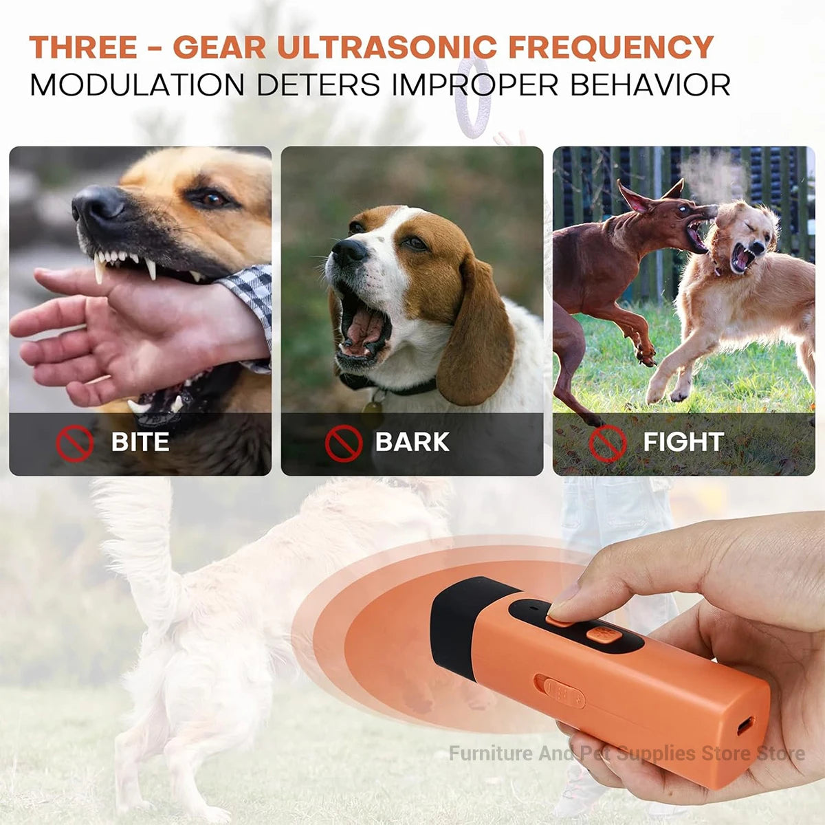 New Pet Dog Repeller Ultrasonic Dog Training Device Rechargeable Anti Dog Bark Stop-Barking Deterrent Device With LED Flashlight