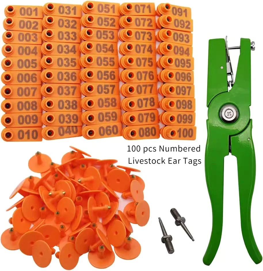 Livestock Ear Tag Pliers for Numbered Tags, Durable Animal ID Applicator Tool for Cattle, Pigs, Goats & Farm Use