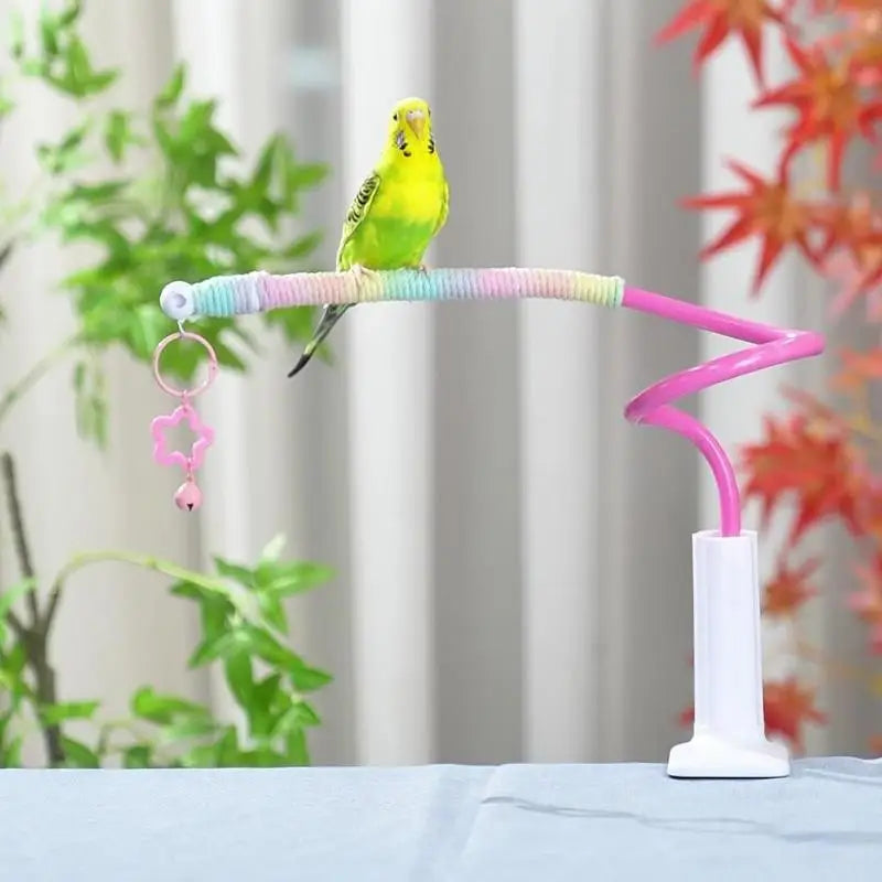 【E】Bird Perch Stand Bird Training Portable Tabletop Platform Parrot Lovebirds Indoor Budgies Bending Stand Cage Accessories