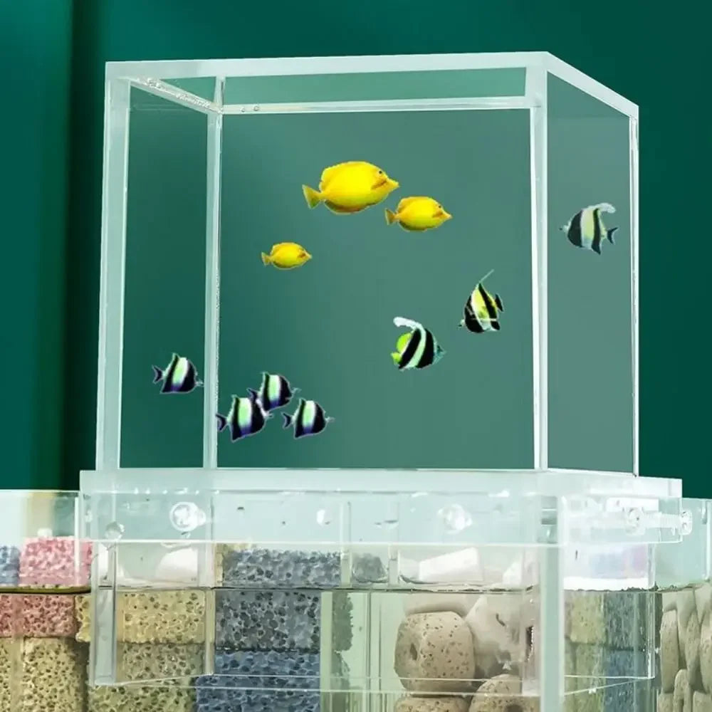 1pc Landscaping Negative Pressure Fish Tank Easy to Install Unique Acrylic Suspended Fish Tank Eye-catching