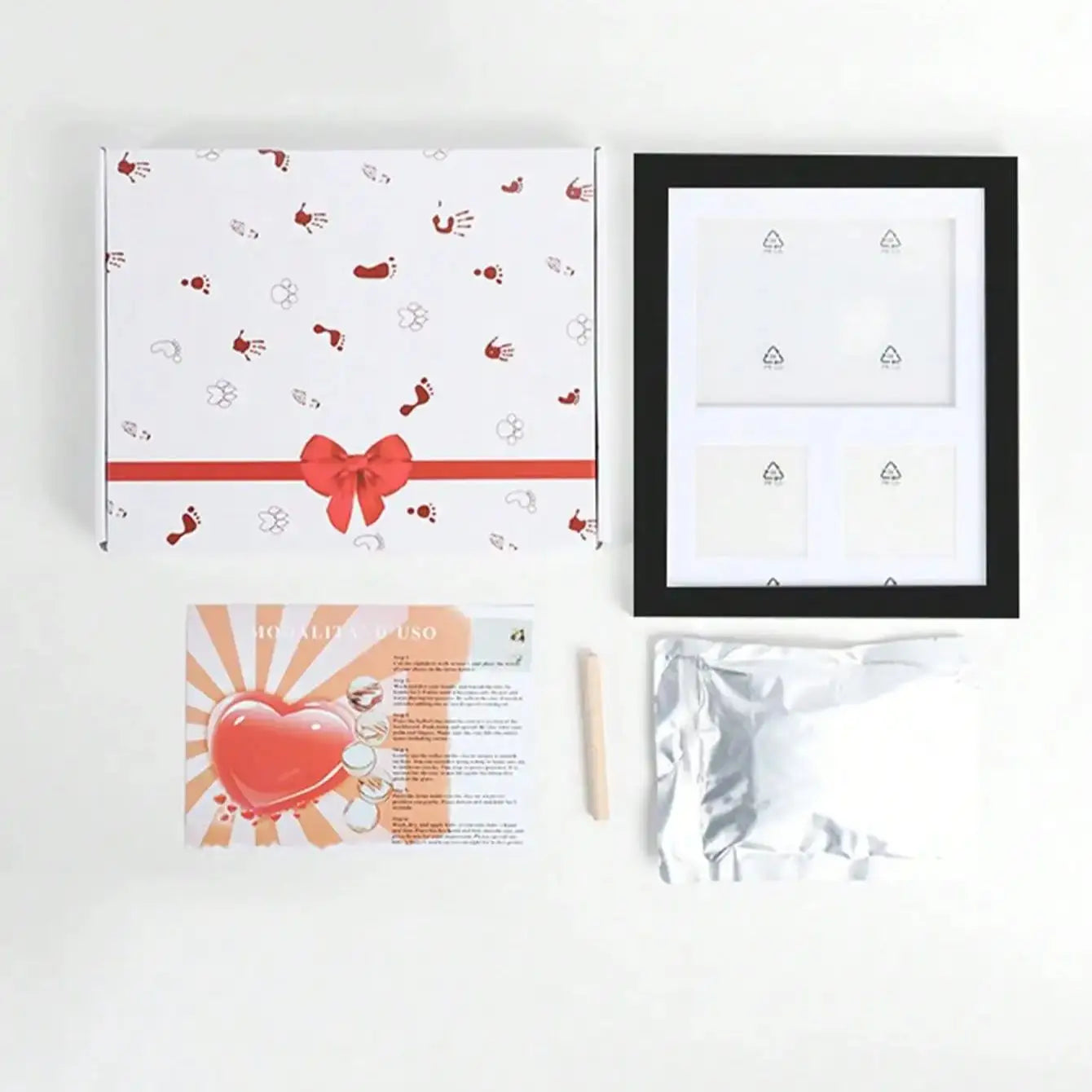 Pet Paw Print Photo Frame Dog Cat Footprints Commemorative Mud Table Photo Frame Baby Hand and Foot Print Photo Frame