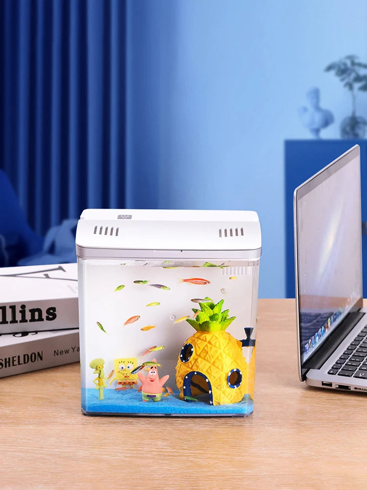 1PC Household fish tank, living room, small mini betta fish tank, desktop ecological tank