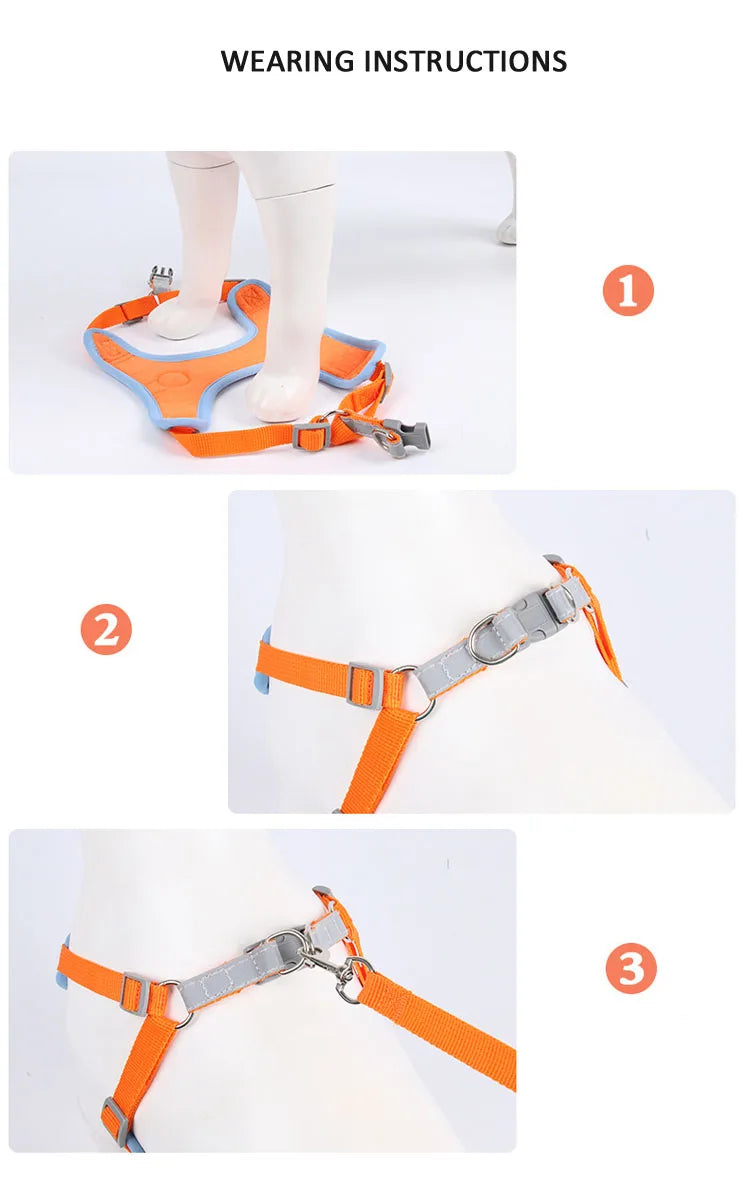 Pet Dog Harness and Leash Set Adjustable Flannel Chest Harness Reflective Breathable For Small Dogs Teddy Chihuahua Pet Supplies