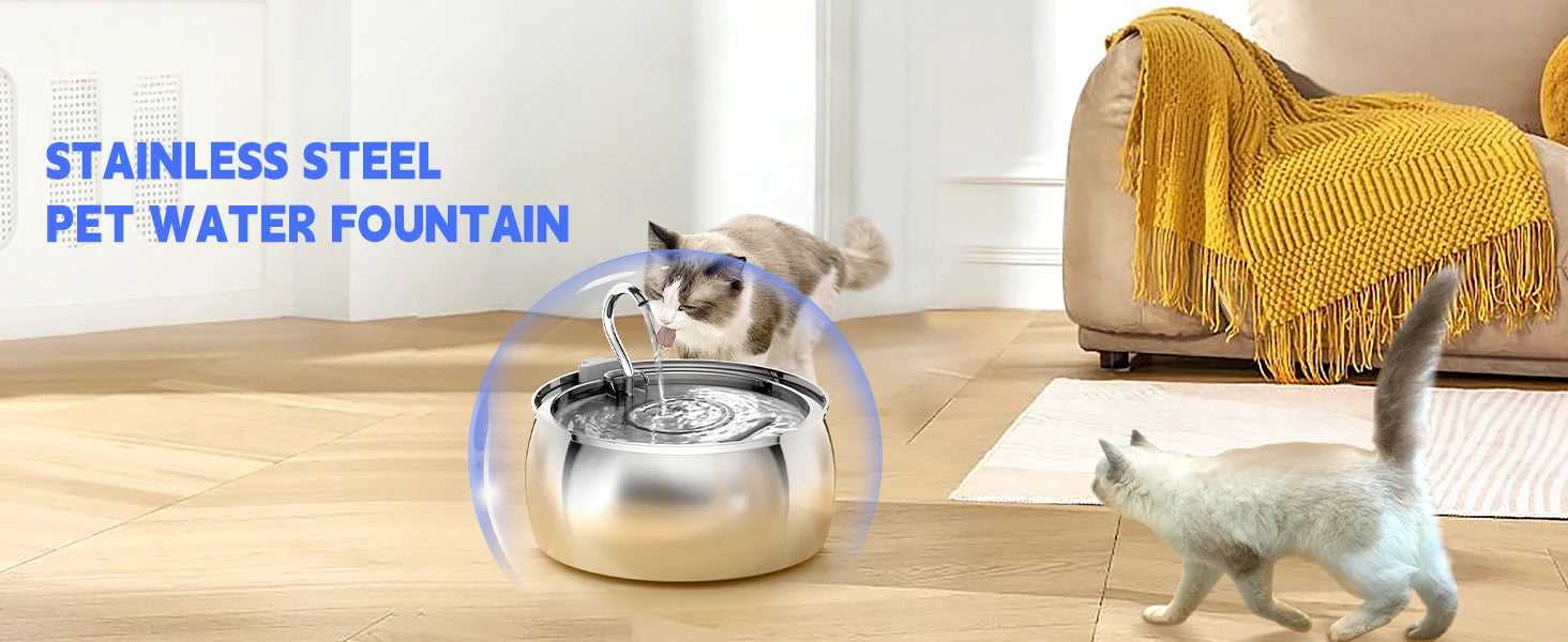 4L Ultra-Quiet Stainless Steel Cat Water Fountain Automatic Drink Filter Pet Drinking Dispenser Drinker For Cats Water Filter