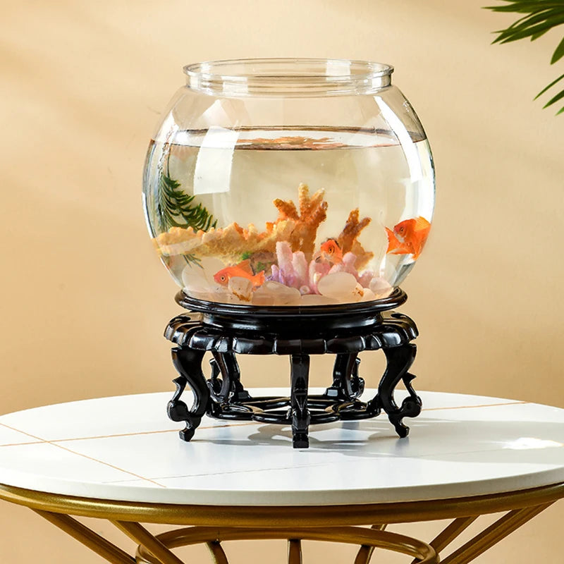 Transparent Round Ornamental Fish Tank Portable Goldfish Small Fish Bowl Pet Plastic Lightweight Desk Aquarium Bowl Home Decor