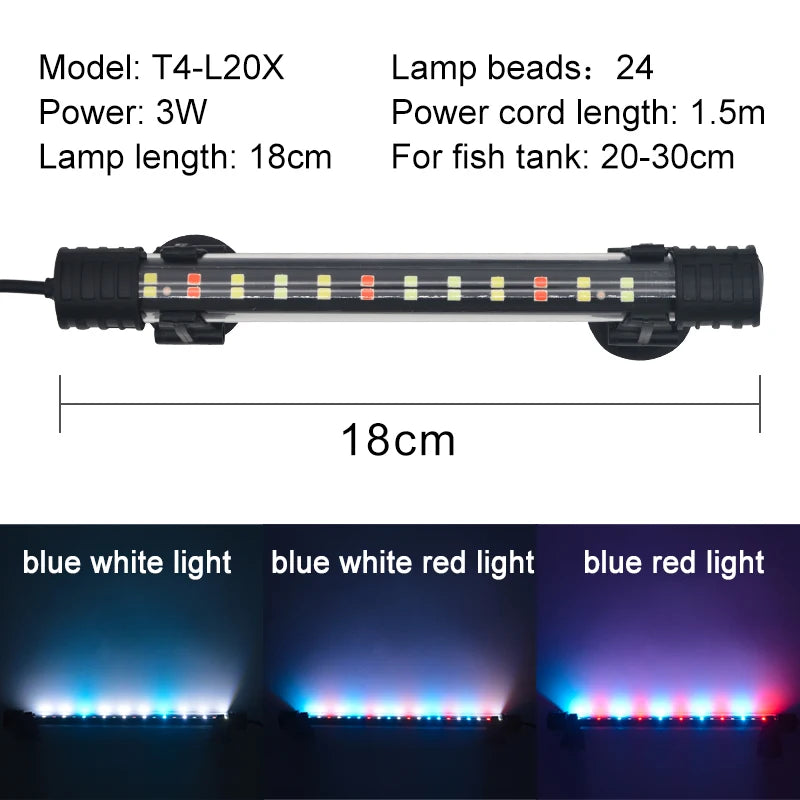Waterproof LED Aquarium Light Fish Tank Underwater Lamp Clip Light Aquariums Decor Lighting Submersible Lamp Plant Grow 220-240V