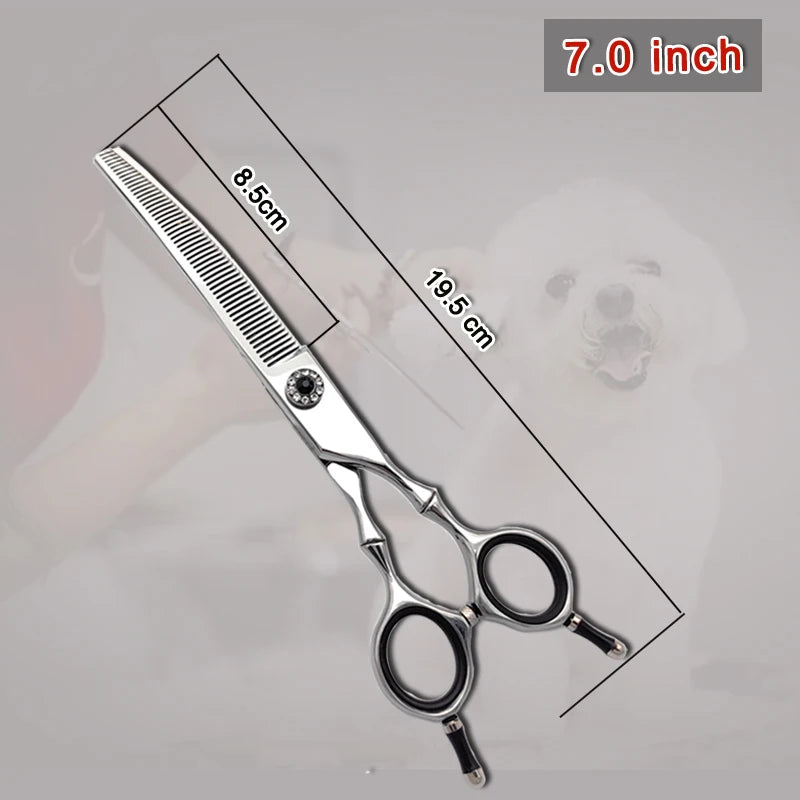 High quality professional pet grooming scissors, curved fishbone scissors, 440C alloy steel, dog grooming and hair trimming tool