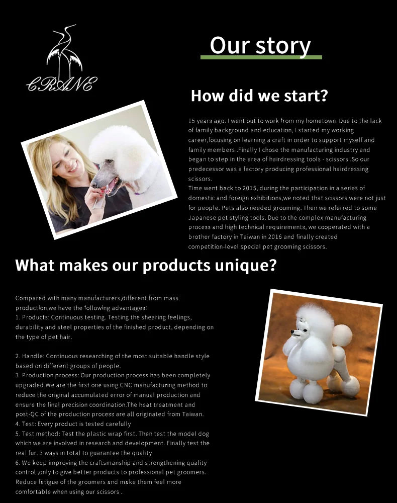 Crane 8 Inch Professional Pet Scissors Set Dog Grooming Scissor VG10 Steel Kit High-end Straight Curved Chunker Thinning Shears