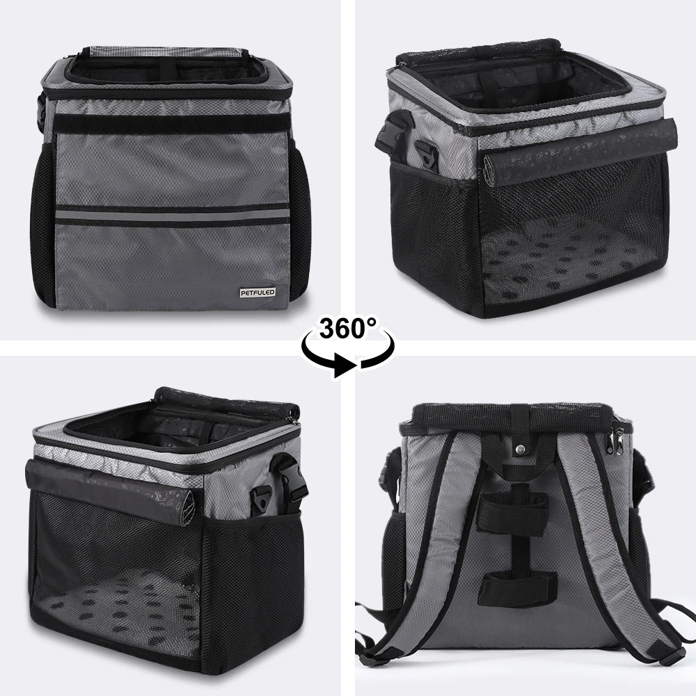 Bicycle Front Basket Pet Dog Carrying Bag Removable Suspension Folding Duffel Bag with 15 Lbs Weight Capacity for Cycling