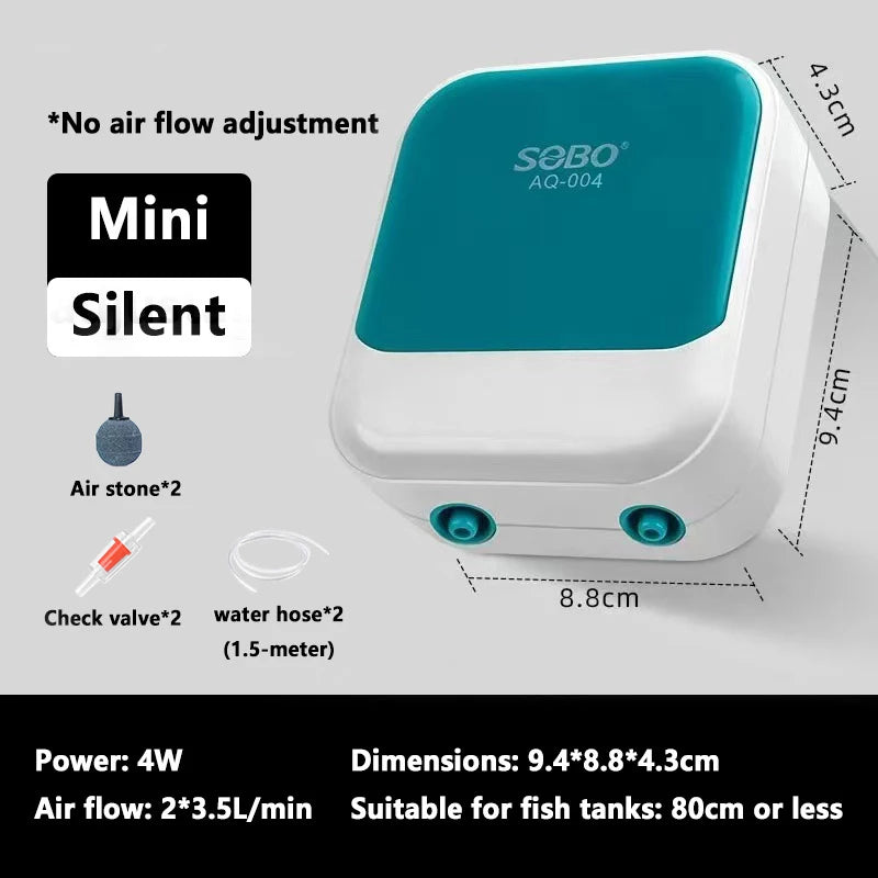 SOBO Silent Aquarium Oxygen Air Pump Fish Tank Adjustable Air Volume High Power Oxygenator Air Compressor Aerator 220v