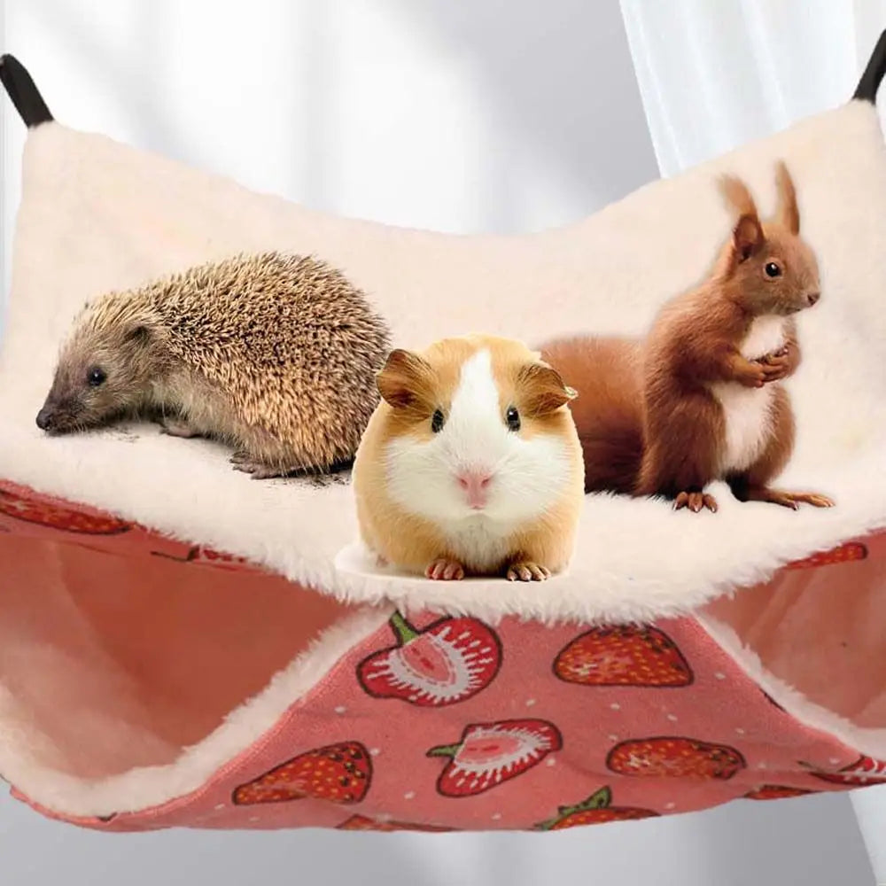 Warm Winter Plush For Small Animal Pet Cage Accessories Hamster House Rat Bed Guinea Pig Hideout Hanging Hammock