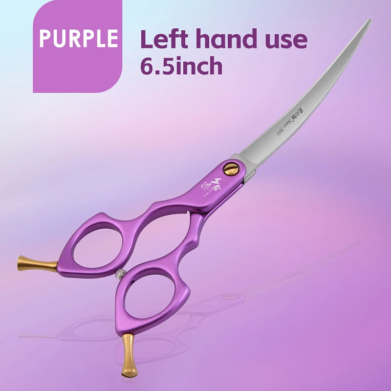 Fenice Professional JP VG10 Right&Left Hand 6.5Inch Curved 35° Grooming Scissors Pet Scissor for Dogs Self Grinding Scissors
