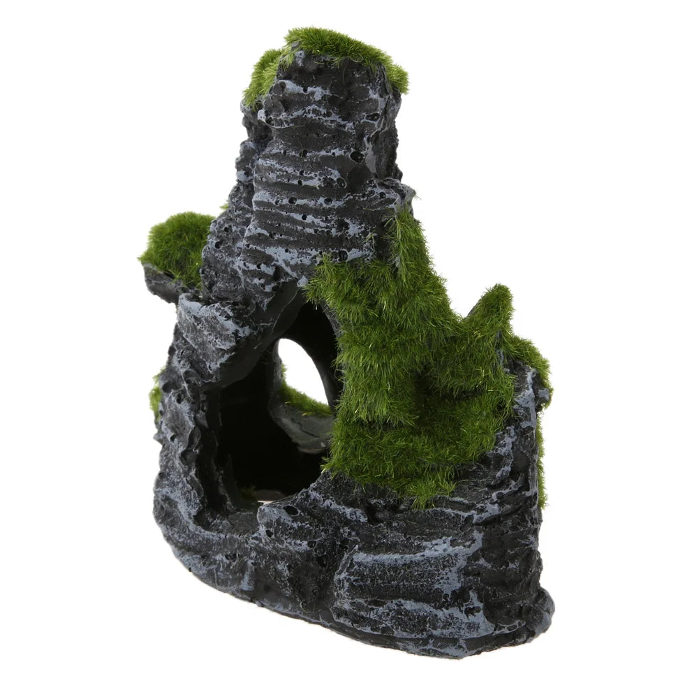 Aquarium Hollow Log Decor Multifunction Resin Fish Hiding Cave Non-toxic Aquarium Dead Wood Decoration for Fish Tank Aquarium
