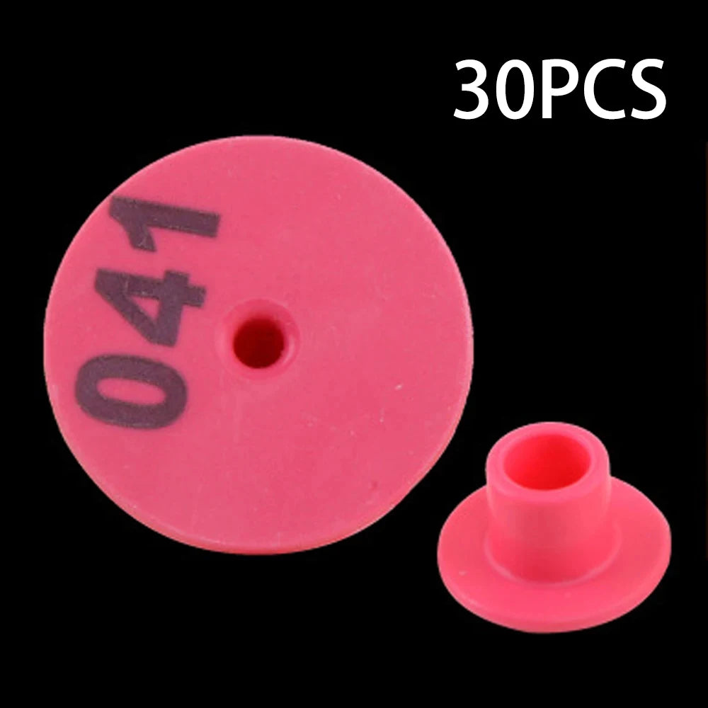 6 Colors 30PCS Sheep Rabbit Goat Pig Ear Tag With The Word Ear Laser Typing Copper Head Earrings Farm Animal Identification Card