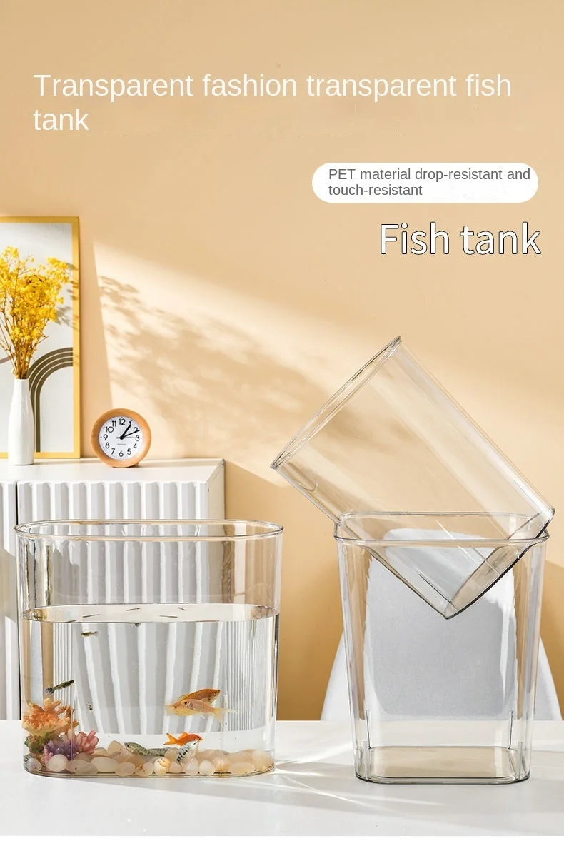 PET Aquarium Box Plastics Ultra-white Organic Glass Explosion-proof Fish Tank Tabletop Small Ecological Water Tank