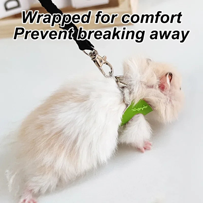 4 Pcs /set Sugar Quoll Harness + Leash Set Escape-Proof Adjustable Collar for Pet Small Animals Hamsters Sugar Gliders Squirrels