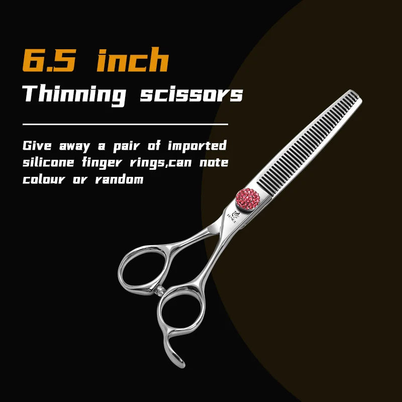 Fenice 6.5/7.0 inch High-end JP440C Alloy Steel Diamond Screw Grooming for Dogs Scissors Shears Kit for Dog Groomers