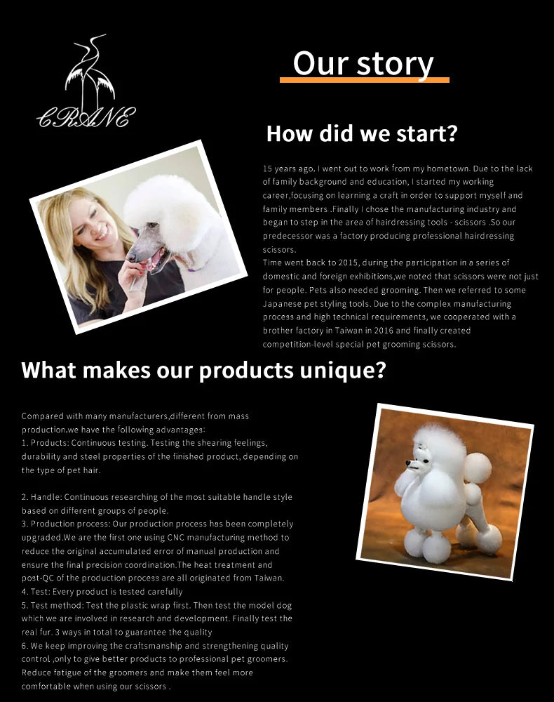 Crane Professional 7 Inch High-end Dog Grooming Scissors Curved Thinner Shears For Dogs Animal Hair Thinning Tijeras Tesoura