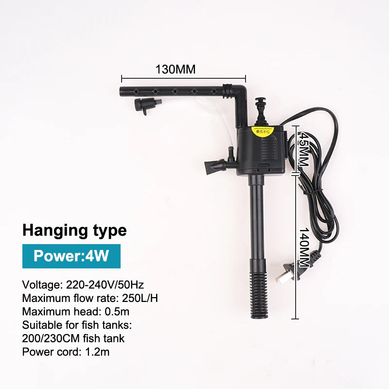 [Ali-YY30] 1 Set Fish Tank Oxygen Pump Quiet Filter 3-In-1 Fish Farming Oxygen Pump Small Upper Filtration Circulation Device
