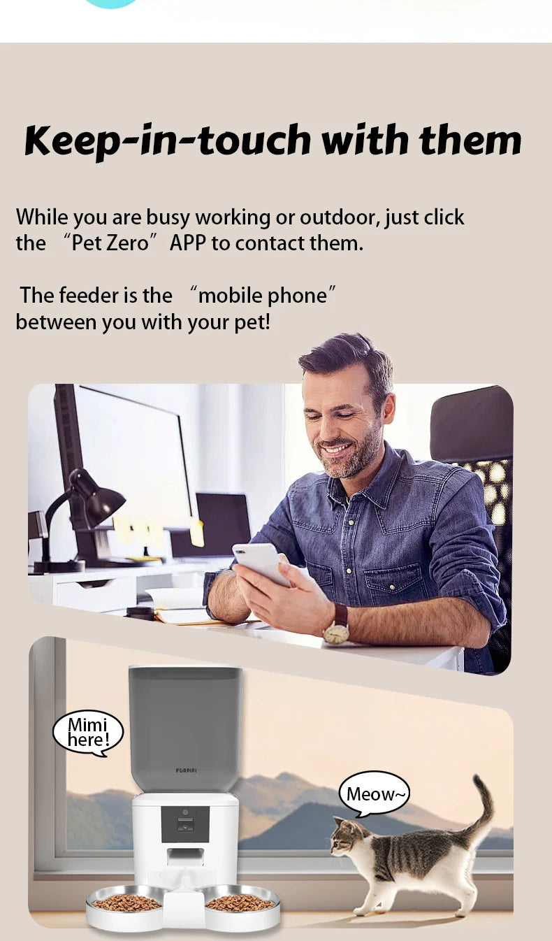 8L Automatic Cat Feeder With 1080p Camera Video 5G WiFi Cat Food Dispenser Pet Smart Voice Recorder Tuya APP Pet Auto Feeder