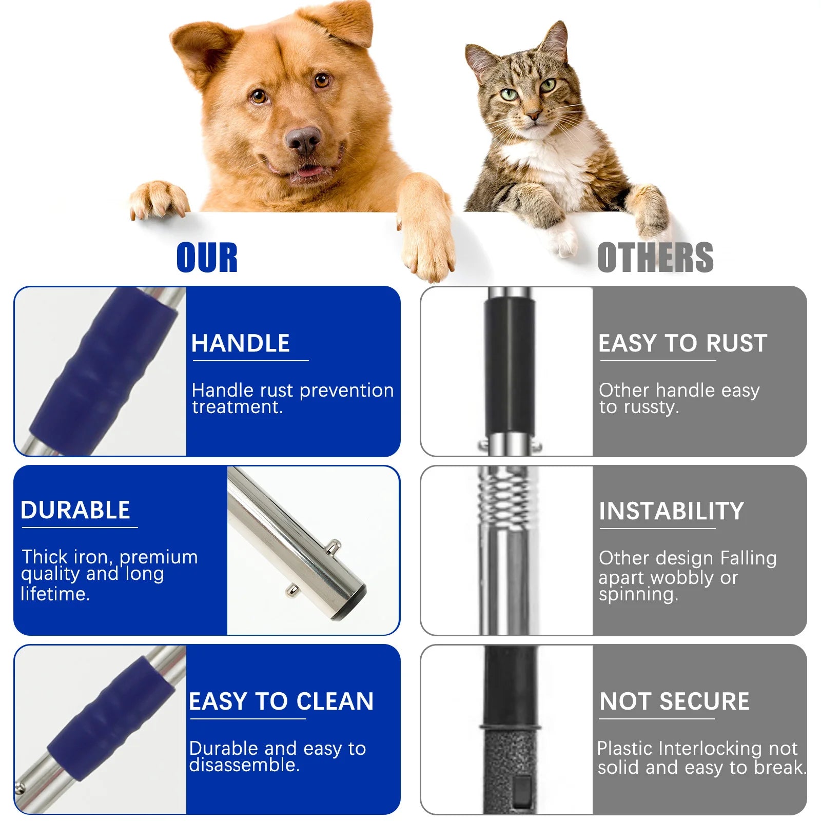 2/3Pcs Pet Pooper Scooper Set with Long Handle Multifunctional Metal Tray Rake Spade Dog Poop Picker For Pet Waste Removal