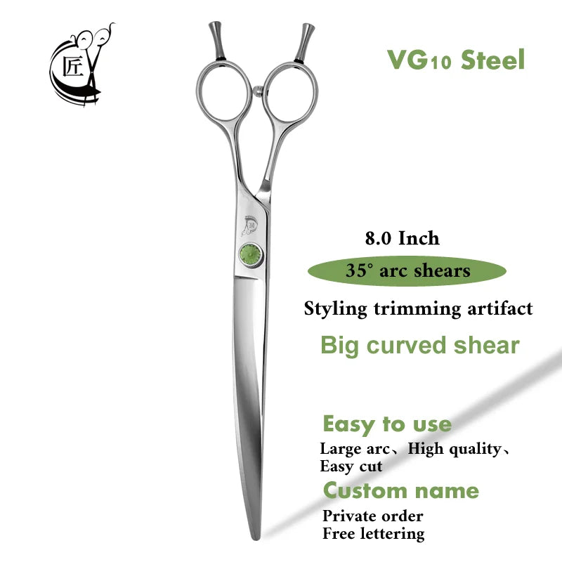 Crane 8 Inch Professional Pet Scissors Set Dog Grooming Scissor VG10 Steel Kit High-end Straight Curved Chunker Thinning Shears