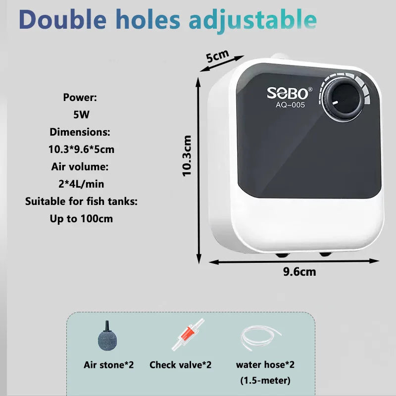 SOBO Silent Aquarium Oxygen Air Pump Fish Tank Adjustable Air Volume High Power Oxygenator Air Compressor Aerator 220v