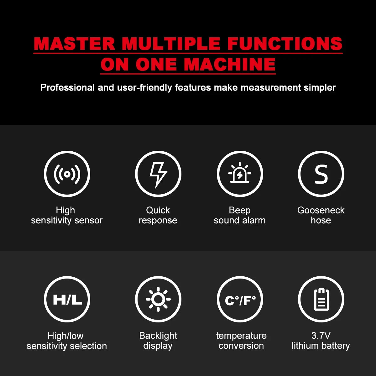 HABOTEST HT601B+PRO Gas Leak Detector 0-9999PPM Flexible probe Quick response Combustible Natural Methane Gas Detector