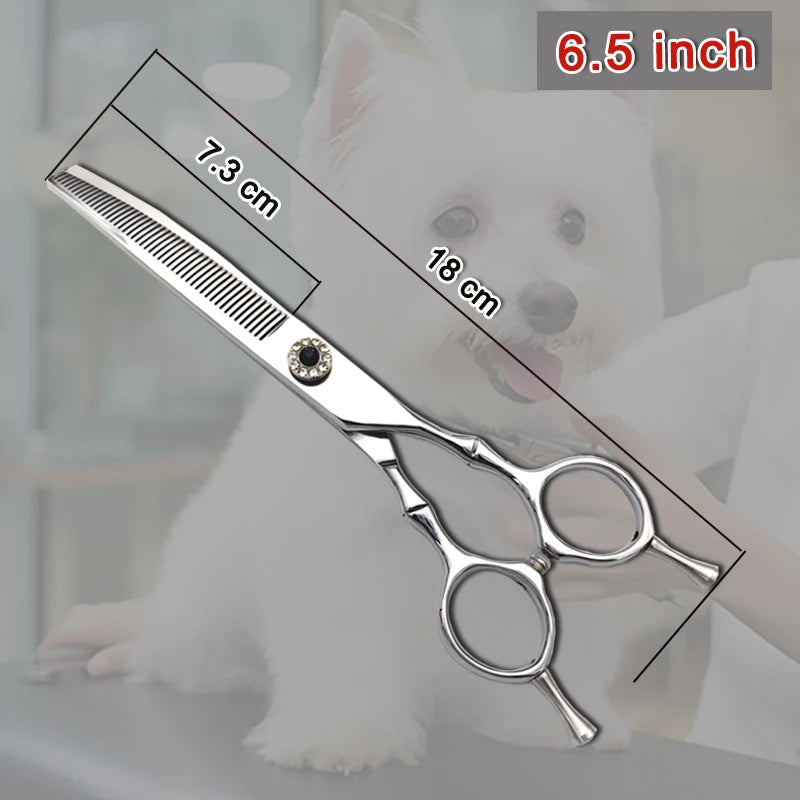 High quality professional pet grooming scissors, curved fishbone scissors, 440C alloy steel, dog grooming and hair trimming tool