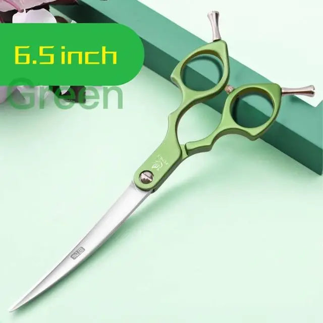 Fenice Professional JP440C&VG10 Colorful 6.0 6.5 Inch Curved Grooming Scissors Pet Scissor for Dogs Cats