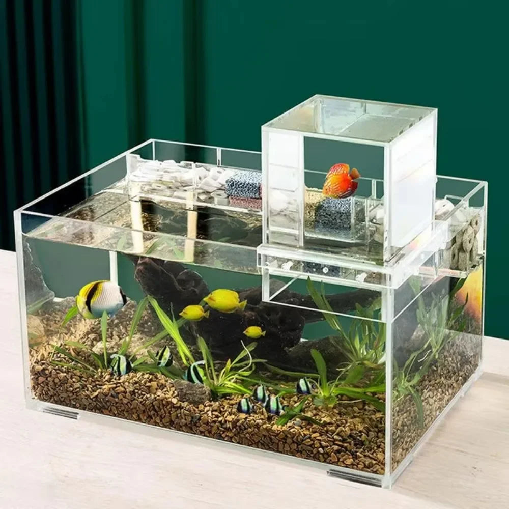1pc Landscaping Negative Pressure Fish Tank Easy to Install Unique Acrylic Suspended Fish Tank Eye-catching