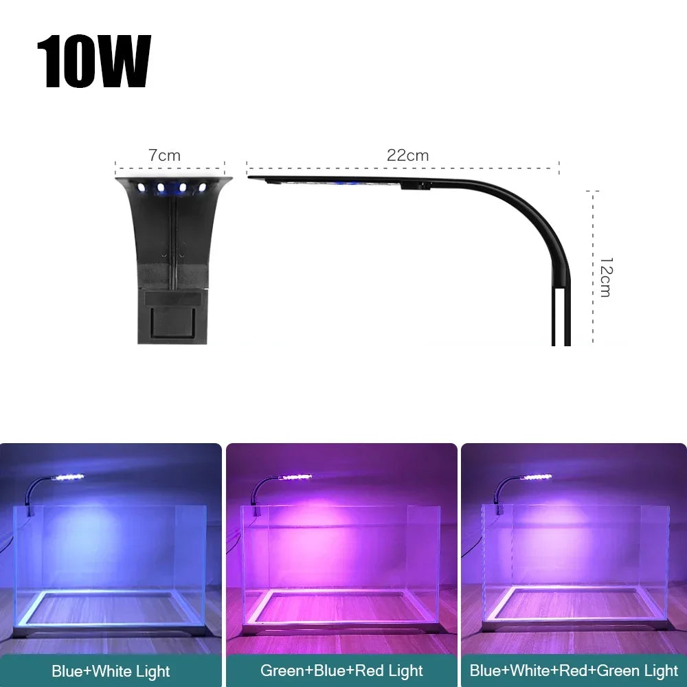 Ultra Thin LED Aquarium Light 5W/10W/15W Aquatic Plant Lighting Waterproof Clip-on Lamp For Fish Tank Plants Grow Light