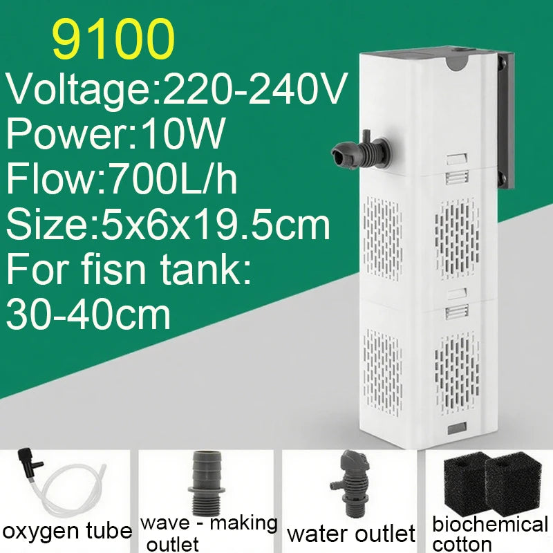 Aquarium Filter Pump Fish Tank Submersible Silent Air Oxygen Aerator Internal Water Pump Aquarium Air Pump Wave Maker 220v