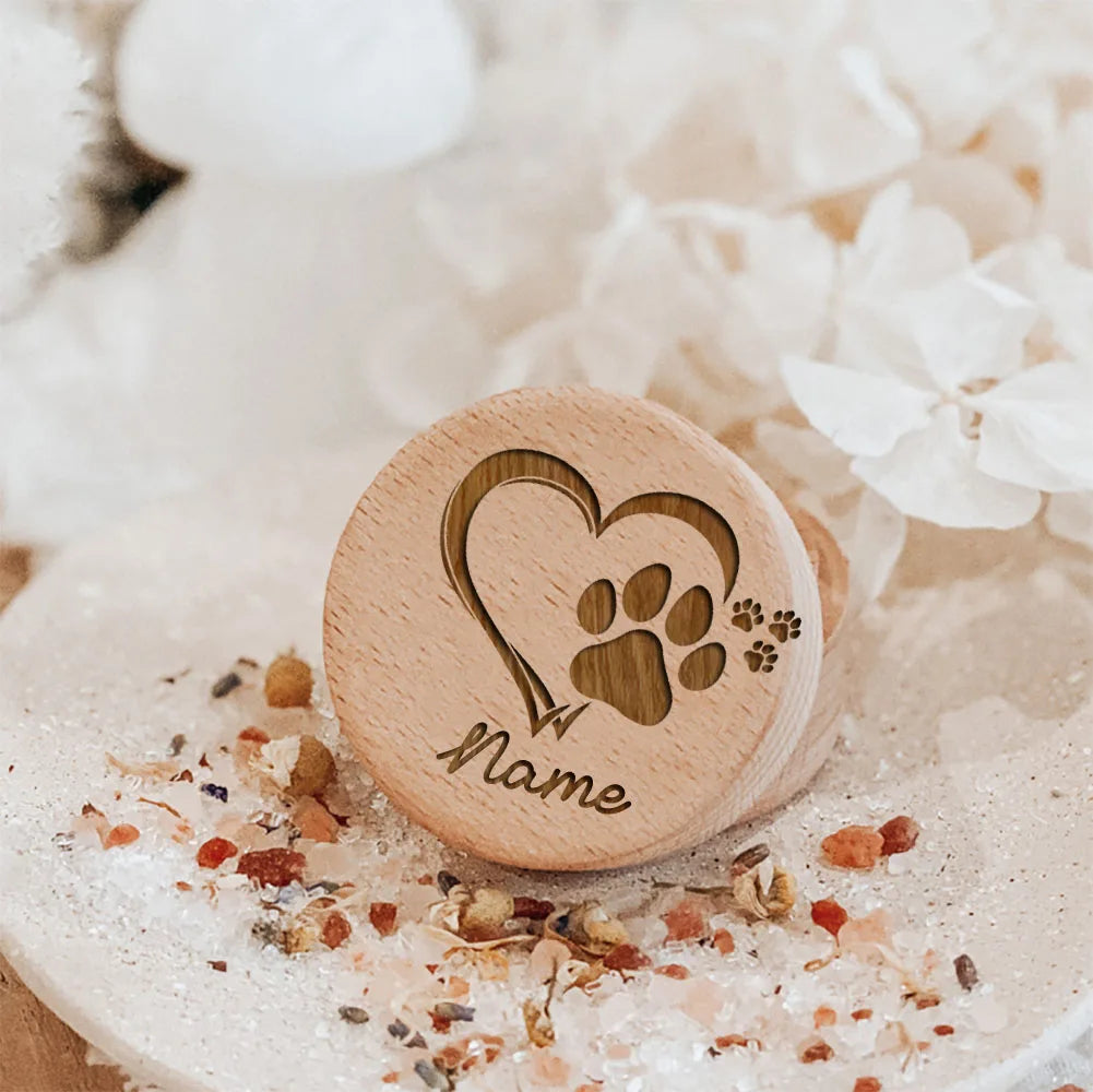 Personalized Custom Name Wooden Carving Pet Hair Storage Box Pet Supplies Dog Save Teeth Memorial Boxes Pet Lost Memorial Gifts