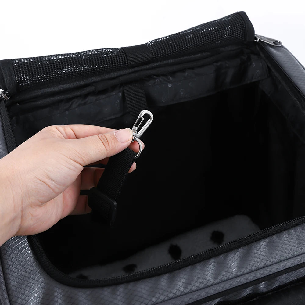 Bicycle Front Basket Pet Dog Carrying Bag Removable Suspension Folding Duffel Bag with 15 Lbs Weight Capacity for Cycling