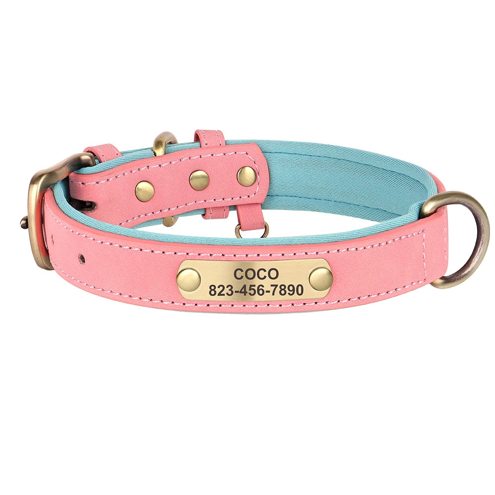 Personalized Dog Collar PU Leather Dog ID Collars Free Engraved Nameplate Adjustable For Small Medium Large Dogs Pitbull
