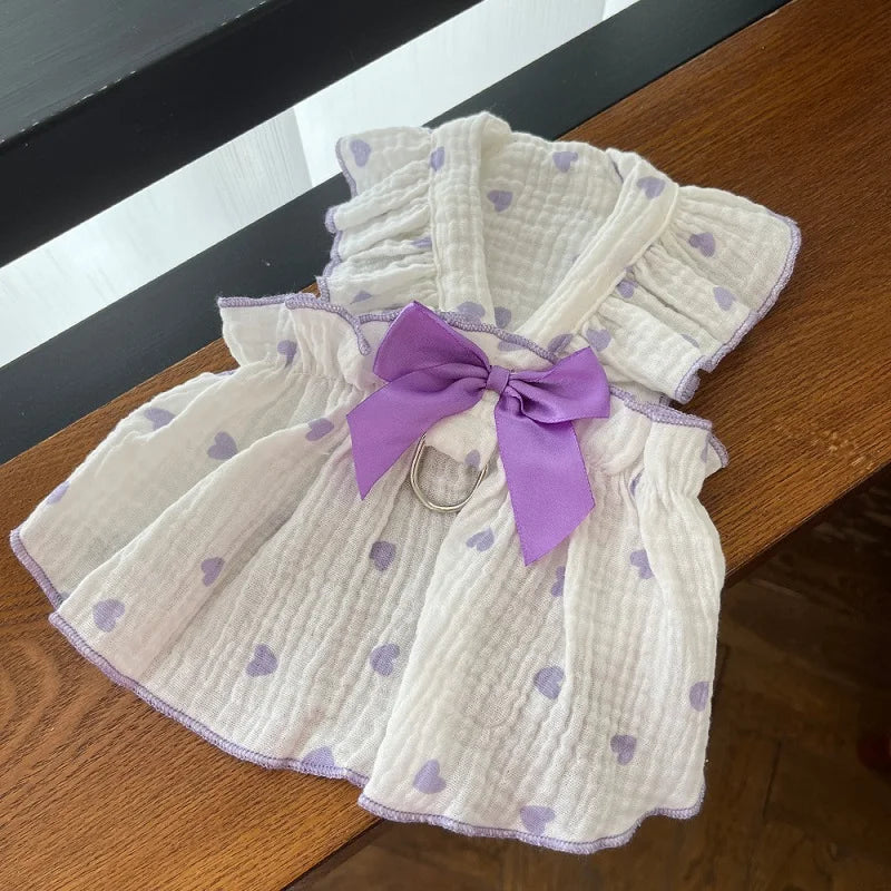 Dog Strawberry Dress Puppy Summer Clothes Luxury Dog Skirt Pet Dog Apparel Bow Dog Suspenders Chihuahua Bichon Girls Dog Costume