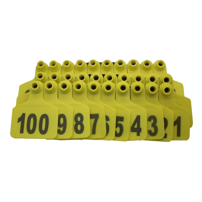 100 Sets Livestock Cow Cattle TPU Ear Tag Signs With Word Ear Tags Typing Copper Head Earrings Farm Animal Identification Card