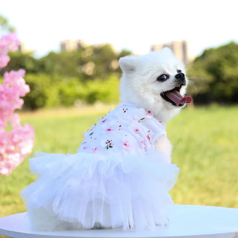 Floral Princess Dog Dress, Flower Puppy Apparel For Mini To Medium Dogs, Breathable And Soft, Perfect For Outings
