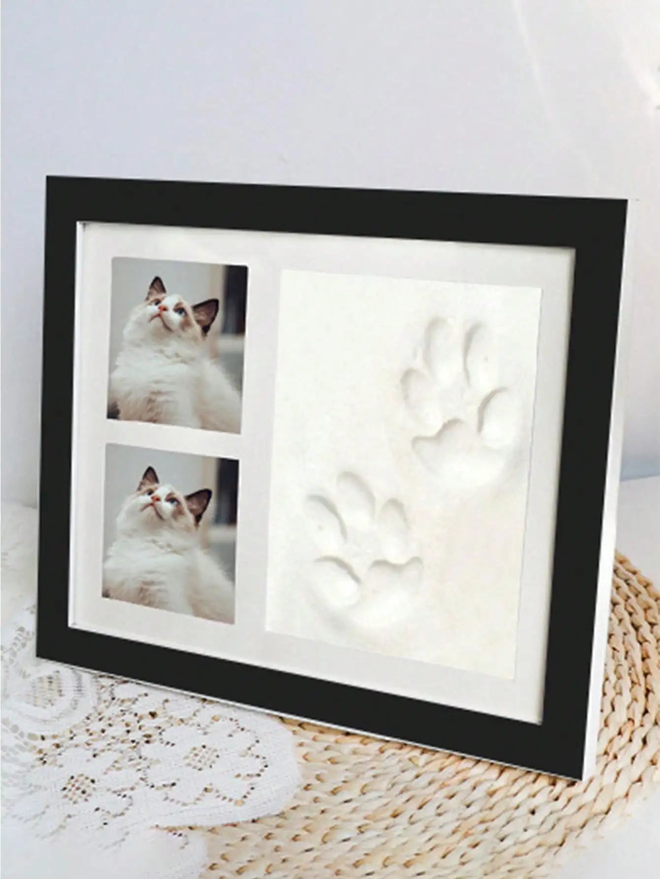 Pet Paw Print Photo Frame Dog Cat Footprints Commemorative Mud Table Photo Frame Baby Hand and Foot Print Photo Frame