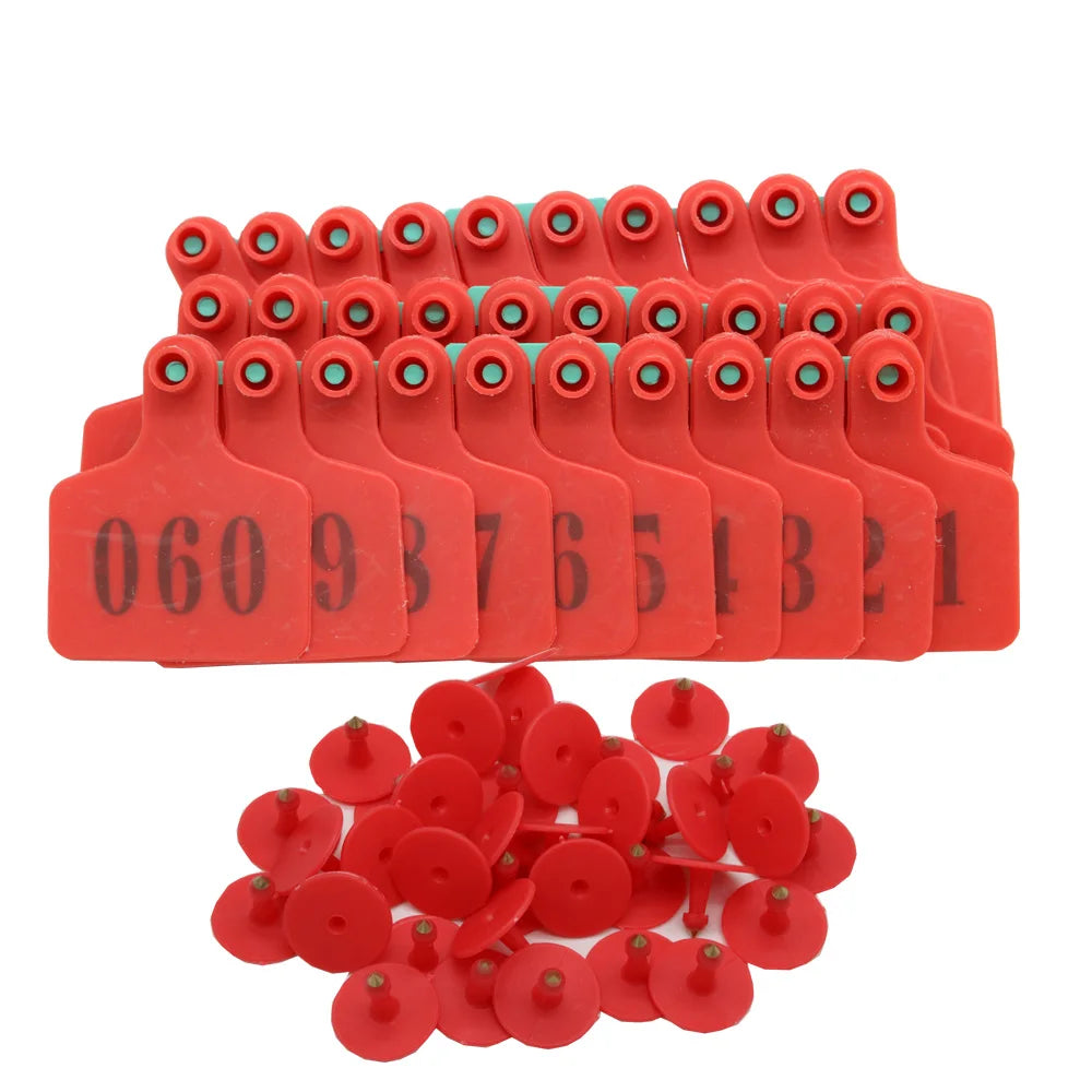 100 Sets Livestock Cow Cattle TPU Ear Tag Signs With Word Ear Tags Typing Copper Head Earrings Farm Animal Identification Card