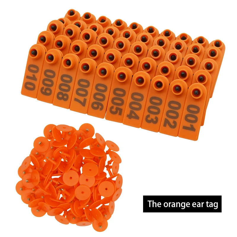 100Pcs Sheep Ear Tag Signs with The Word Ear Laser Typing Copper Head Earrings Farm Livestock Sheep Ear Tags Identification Card