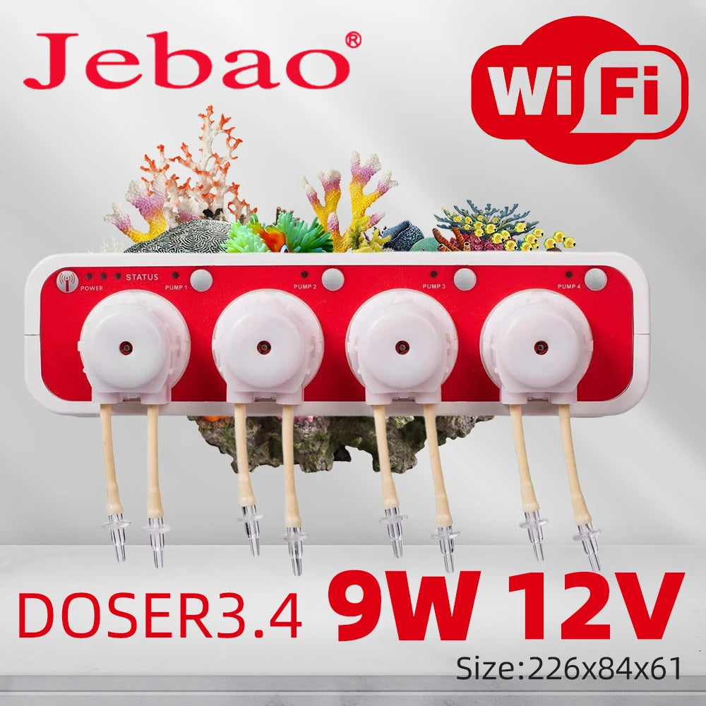 Jebao Water Pump Filter Auto Dosing Pump Automatic Marine Reef Doser 3.1 3.4 MD4.4 WIFI Control 12V 3W 9W  Aquariums Accessoires