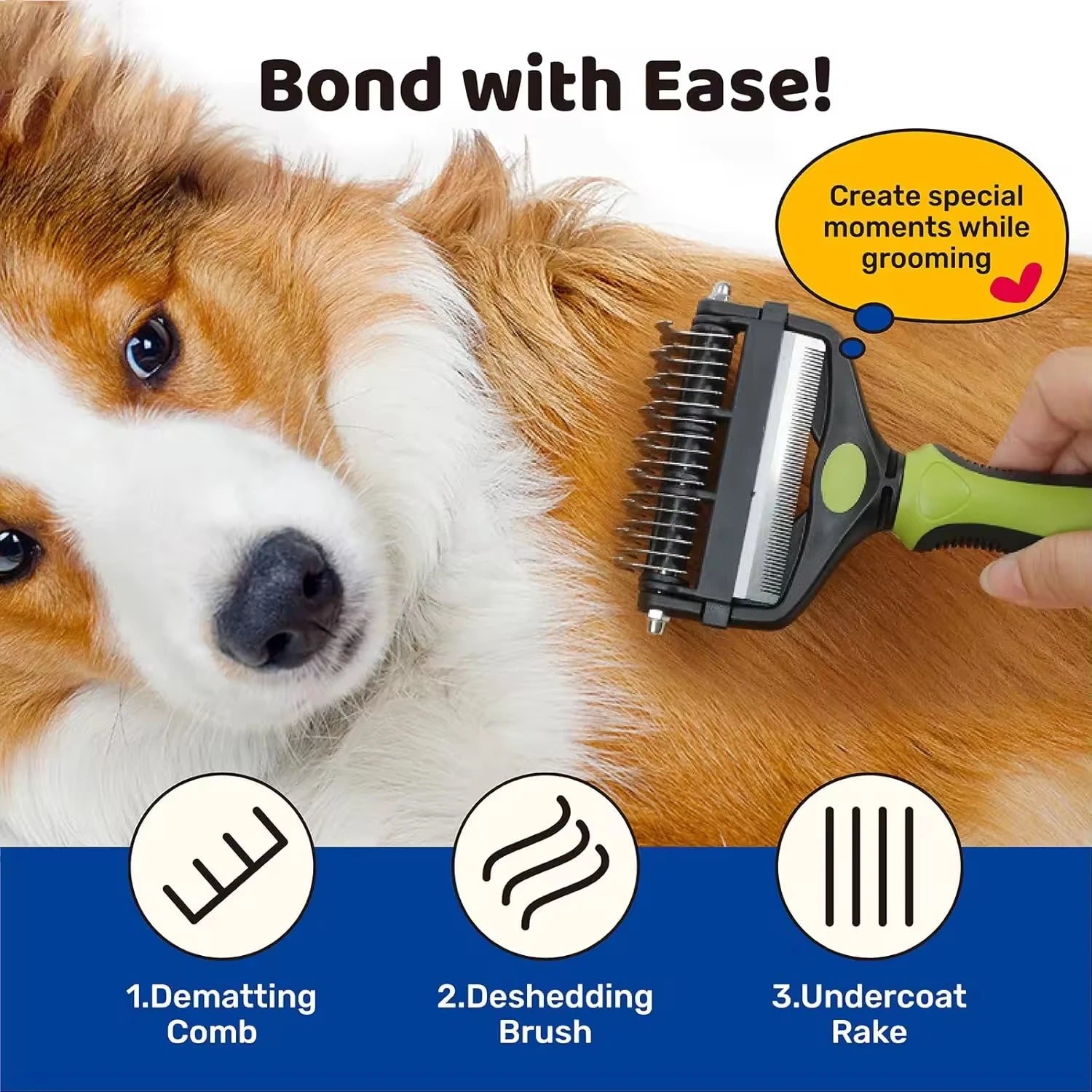 3 in 1 Cat Comb Brushes Dogs Grooming Shedding Supplies Dog Hair Remover Pet Deshedding Brush Pet Fur Knot Cutter Puppy