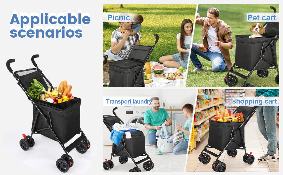 Multifunctional Cart Folding Portable  Durable Lightweight Market Purchase Bag Trolley,Pet Stroller,For Picnic