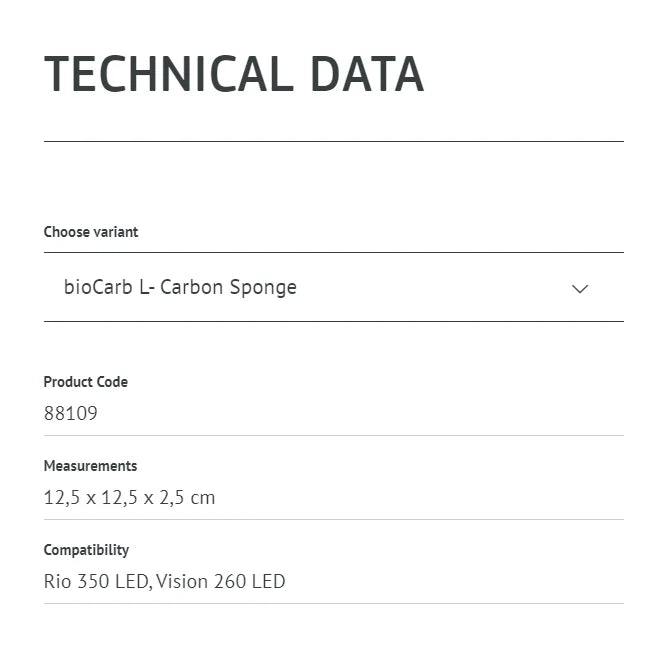 Original JUWEL BIOCARB CARBON SPONGE Aquarium Filter Media bioCarb 3.0 M/6.0 L/.0 XL 88059/88109/88159