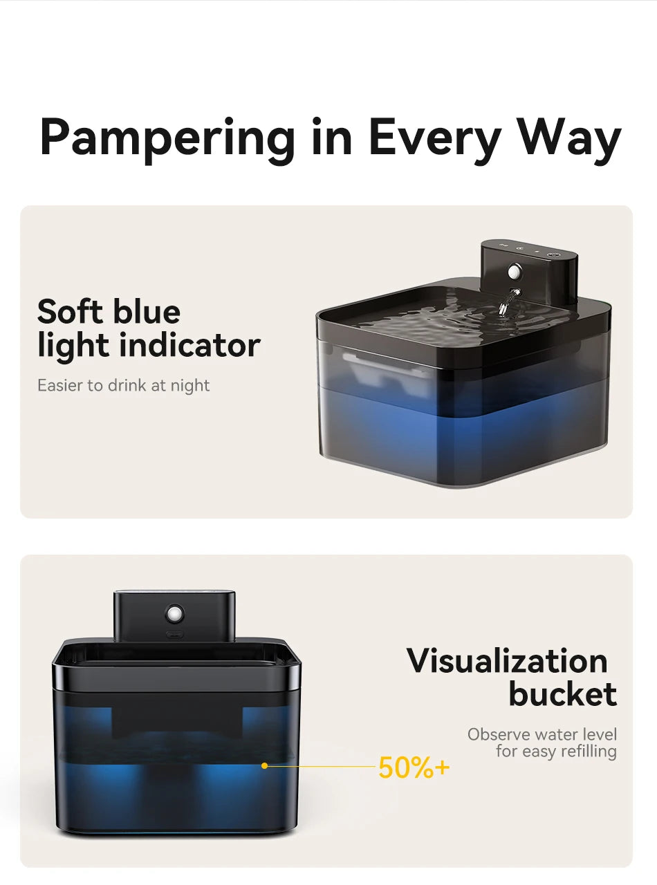 ROJECO Wireless Automatic Cat Water Fountain 2600mAh Pet Water Dispenser For Dog Cat Infrared Sensor Smart Pet Drinkier Fountain